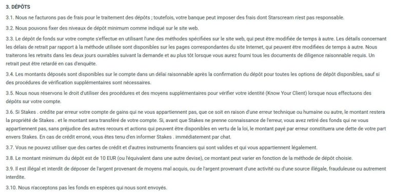 Stakes 777 moyens paiement dépôt
